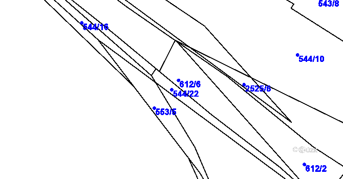 Parcela st. 544/22 v KÚ Humpolec, Katastrální mapa