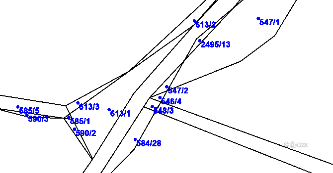 Parcela st. 547/2 v KÚ Humpolec, Katastrální mapa