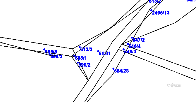 Parcela st. 613/1 v KÚ Humpolec, Katastrální mapa