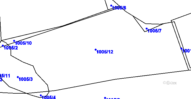 Parcela st. 1005/12 v KÚ Humpolec, Katastrální mapa