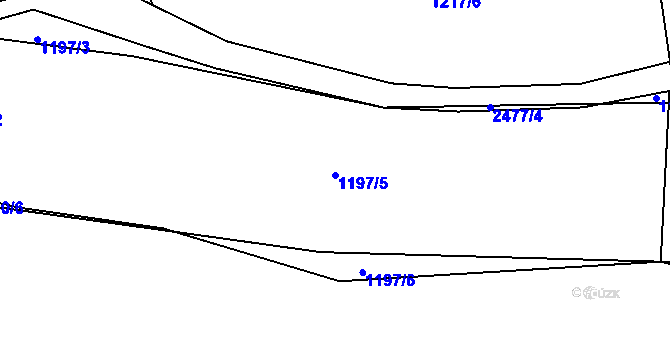 Parcela st. 1197/5 v KÚ Humpolec, Katastrální mapa