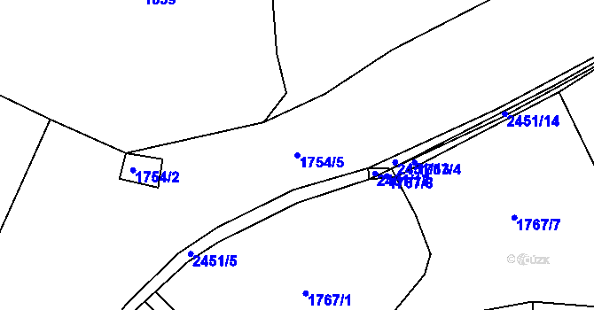 Parcela st. 1754/5 v KÚ Humpolec, Katastrální mapa