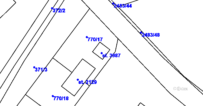 Parcela st. 3987 v KÚ Humpolec, Katastrální mapa