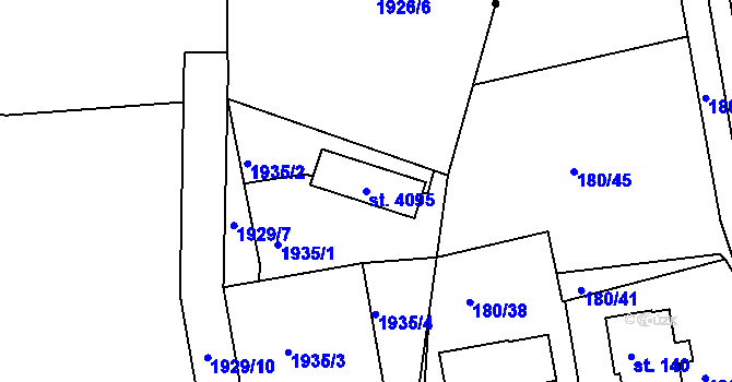 Parcela st. 4095 v KÚ Humpolec, Katastrální mapa