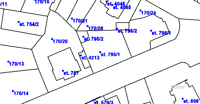 Parcela st. 795/1 v KÚ Humpolec, Katastrální mapa