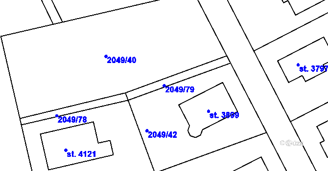 Parcela st. 2049/79 v KÚ Humpolec, Katastrální mapa