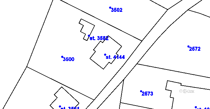 Parcela st. 4144 v KÚ Humpolec, Katastrální mapa