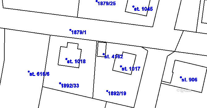 Parcela st. 4162 v KÚ Humpolec, Katastrální mapa