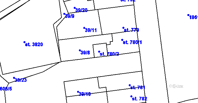 Parcela st. 780/2 v KÚ Humpolec, Katastrální mapa