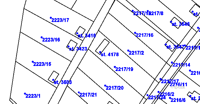 Parcela st. 4178 v KÚ Humpolec, Katastrální mapa