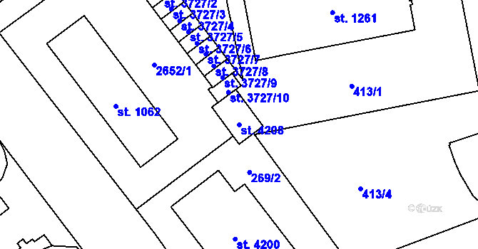 Parcela st. 4208 v KÚ Humpolec, Katastrální mapa