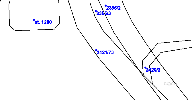 Parcela st. 2421/73 v KÚ Humpolec, Katastrální mapa