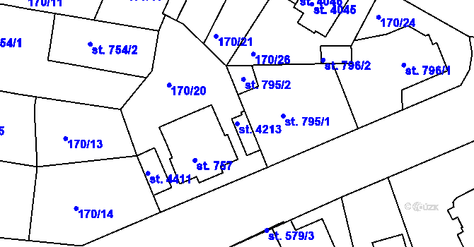 Parcela st. 4213 v KÚ Humpolec, Katastrální mapa