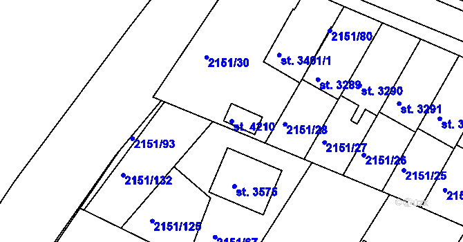 Parcela st. 4210 v KÚ Humpolec, Katastrální mapa