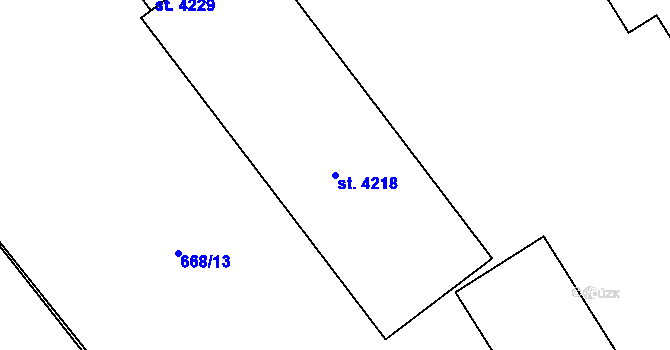Parcela st. 4218 v KÚ Humpolec, Katastrální mapa