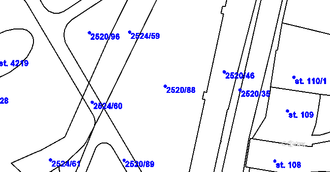 Parcela st. 2520/88 v KÚ Humpolec, Katastrální mapa