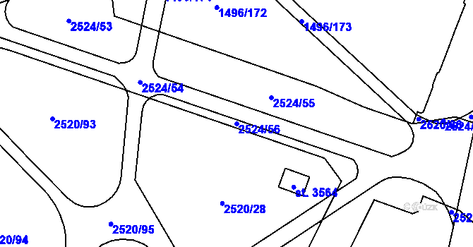 Parcela st. 2524/56 v KÚ Humpolec, Katastrální mapa