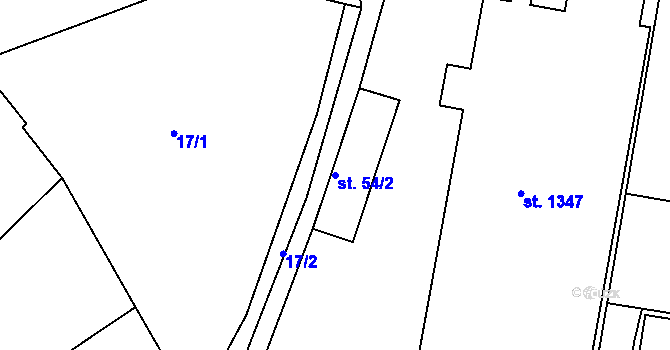 Parcela st. 54/2 v KÚ Humpolec, Katastrální mapa