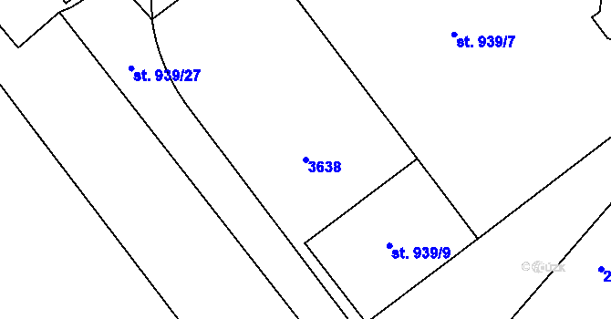 Parcela st. 3638 v KÚ Humpolec, Katastrální mapa