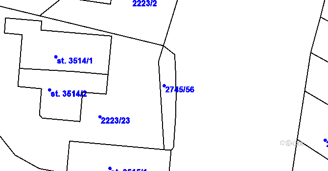 Parcela st. 2745/56 v KÚ Humpolec, Katastrální mapa