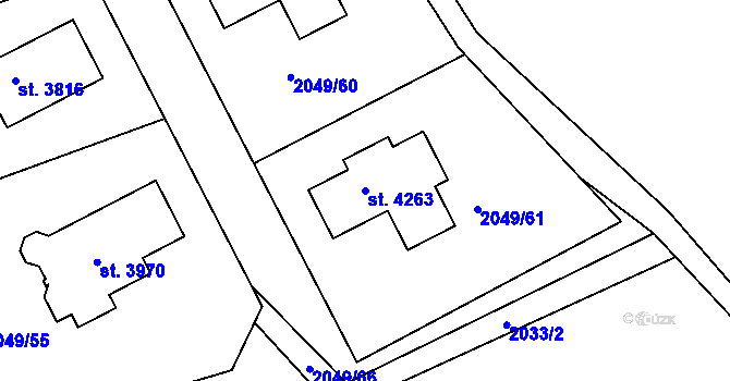 Parcela st. 4263 v KÚ Humpolec, Katastrální mapa