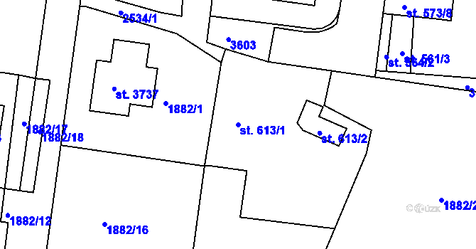 Parcela st. 613/1 v KÚ Humpolec, Katastrální mapa