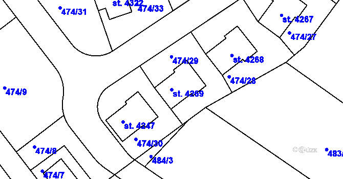 Parcela st. 4269 v KÚ Humpolec, Katastrální mapa