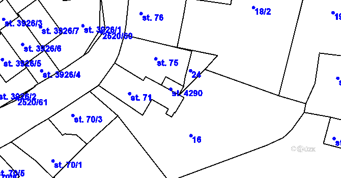 Parcela st. 4290 v KÚ Humpolec, Katastrální mapa