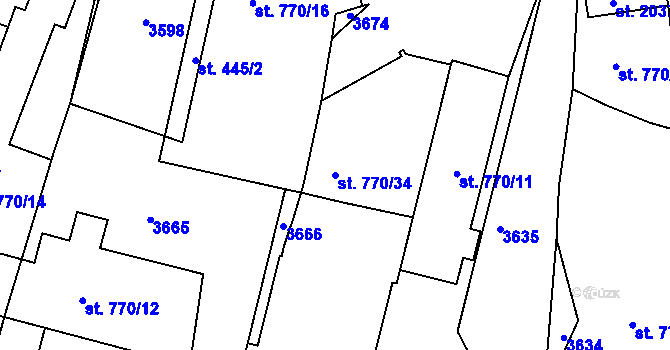Parcela st. 770/34 v KÚ Humpolec, Katastrální mapa