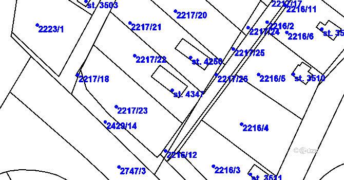 Parcela st. 4347 v KÚ Humpolec, Katastrální mapa