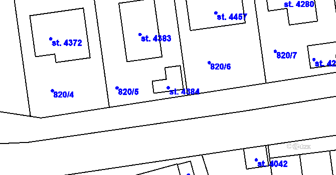 Parcela st. 4384 v KÚ Humpolec, Katastrální mapa
