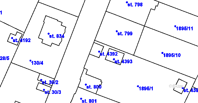 Parcela st. 4392 v KÚ Humpolec, Katastrální mapa