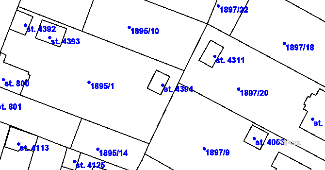 Parcela st. 4394 v KÚ Humpolec, Katastrální mapa