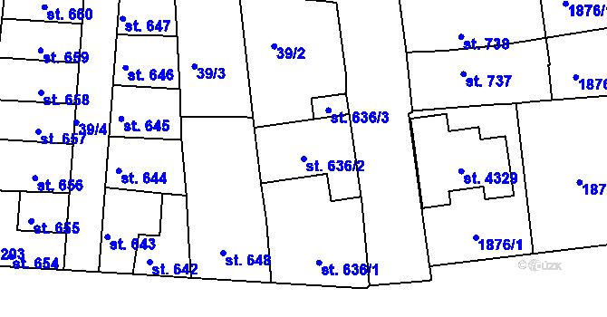 Parcela st. 636/2 v KÚ Humpolec, Katastrální mapa