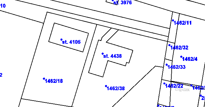 Parcela st. 4438 v KÚ Humpolec, Katastrální mapa