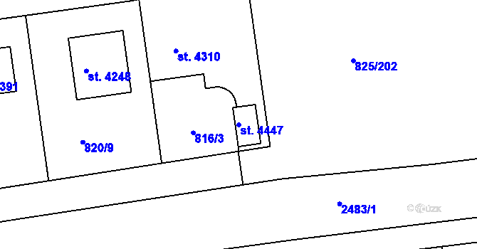 Parcela st. 4447 v KÚ Humpolec, Katastrální mapa