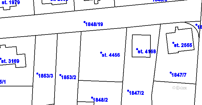 Parcela st. 4456 v KÚ Humpolec, Katastrální mapa