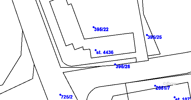 Parcela st. 4436 v KÚ Humpolec, Katastrální mapa