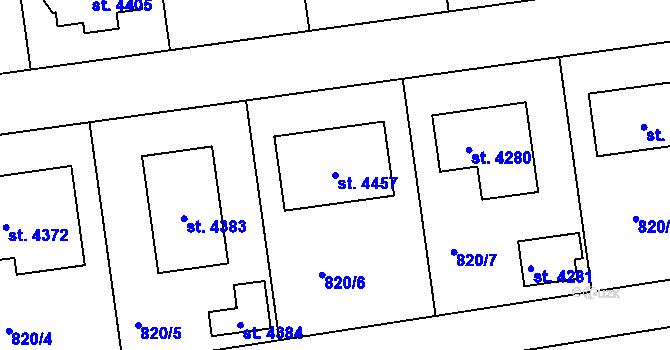 Parcela st. 4457 v KÚ Humpolec, Katastrální mapa
