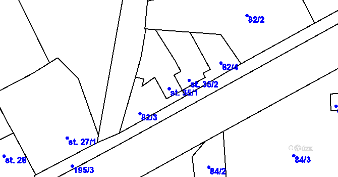 Parcela st. 35/1 v KÚ Rozkoš u Humpolce, Katastrální mapa
