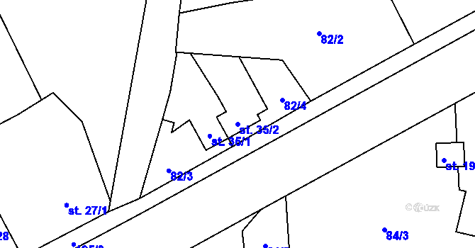 Parcela st. 35/2 v KÚ Rozkoš u Humpolce, Katastrální mapa