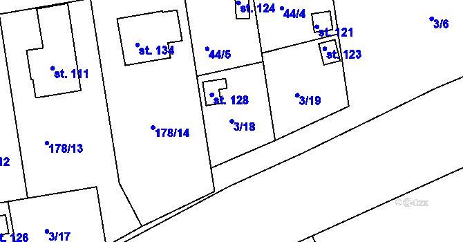 Parcela st. 3/18 v KÚ Rozkoš u Humpolce, Katastrální mapa