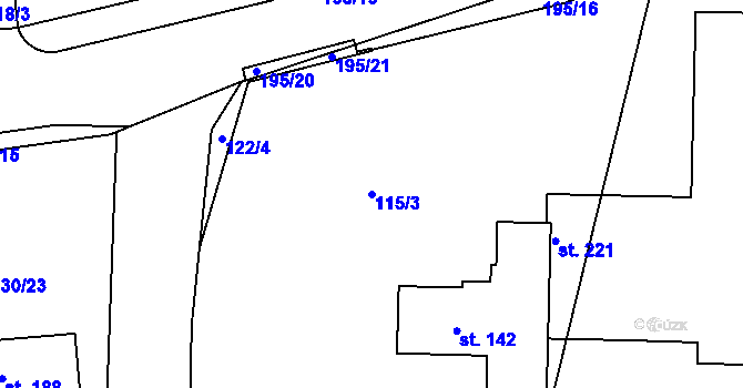 Parcela st. 115/3 v KÚ Rozkoš u Humpolce, Katastrální mapa