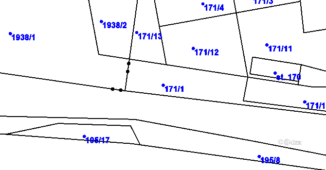 Parcela st. 171/1 v KÚ Rozkoš u Humpolce, Katastrální mapa