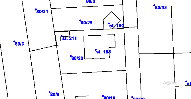 Parcela st. 155 v KÚ Rozkoš u Humpolce, Katastrální mapa