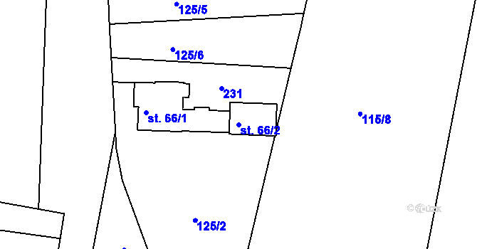 Parcela st. 66/2 v KÚ Rozkoš u Humpolce, Katastrální mapa