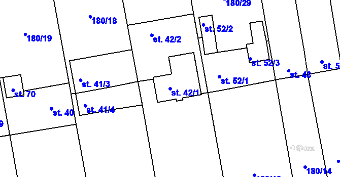 Parcela st. 42/1 v KÚ Rozkoš u Humpolce, Katastrální mapa