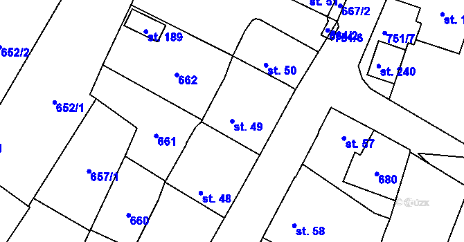 Parcela st. 49 v KÚ Vilémov u Humpolce, Katastrální mapa