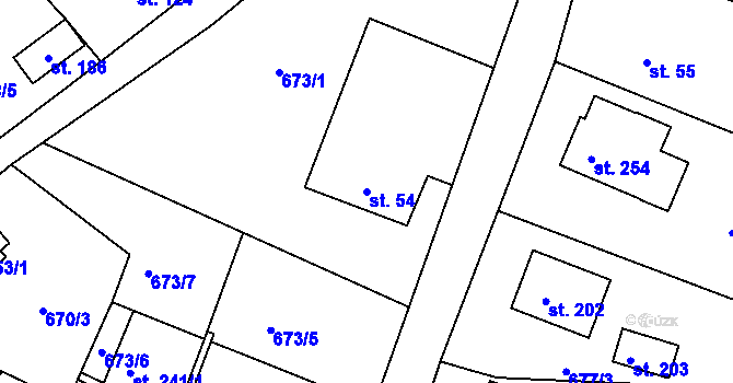 Parcela st. 54 v KÚ Vilémov u Humpolce, Katastrální mapa