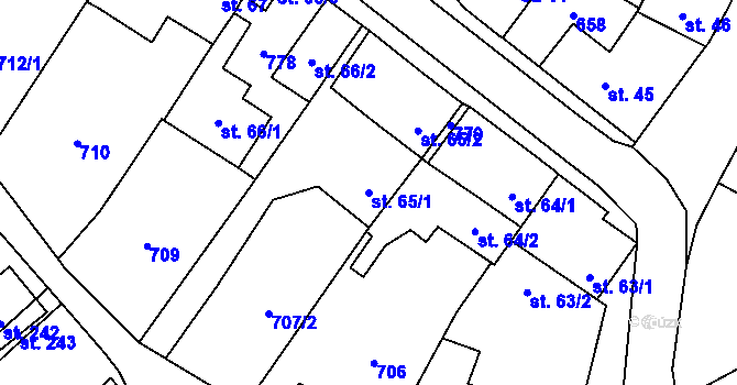 Parcela st. 65/1 v KÚ Vilémov u Humpolce, Katastrální mapa